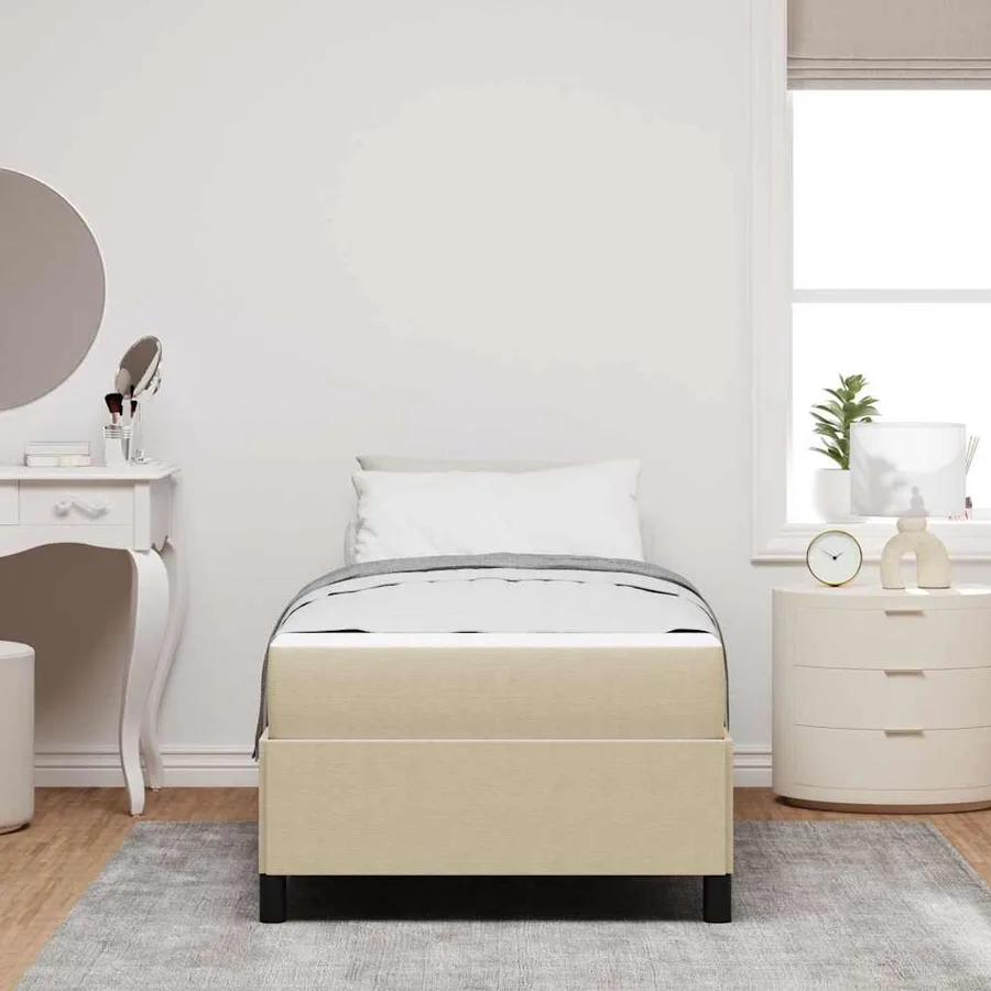Cadre de lit avec matelas Gris Vert Clair 100 x 200 cm tissu - 3