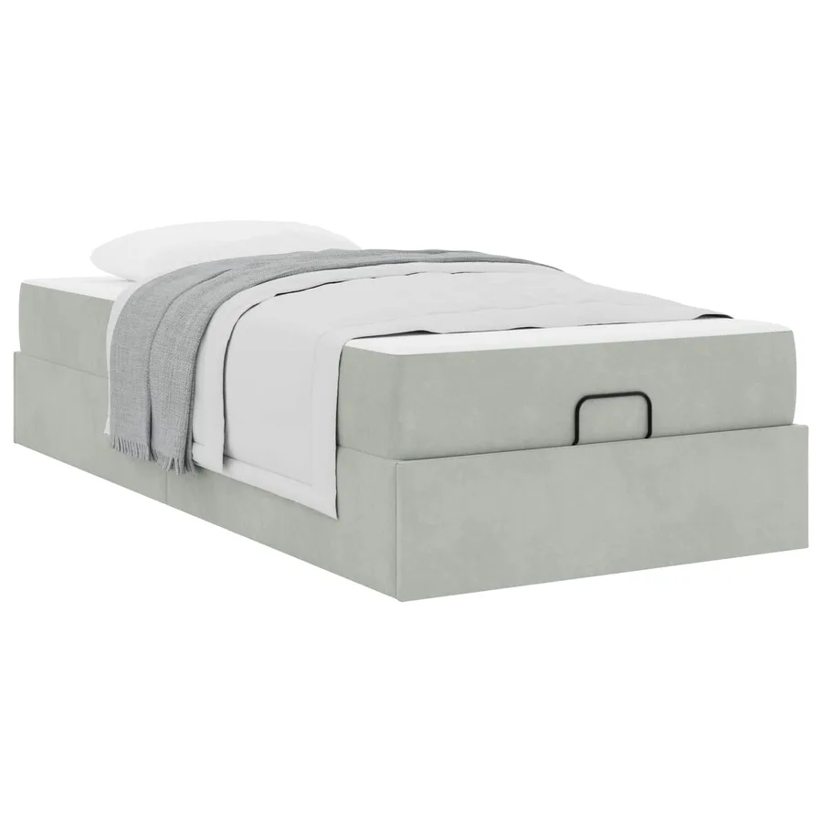 Cadre de lit avec matelas 2 pcs Gris clair Velours - 3