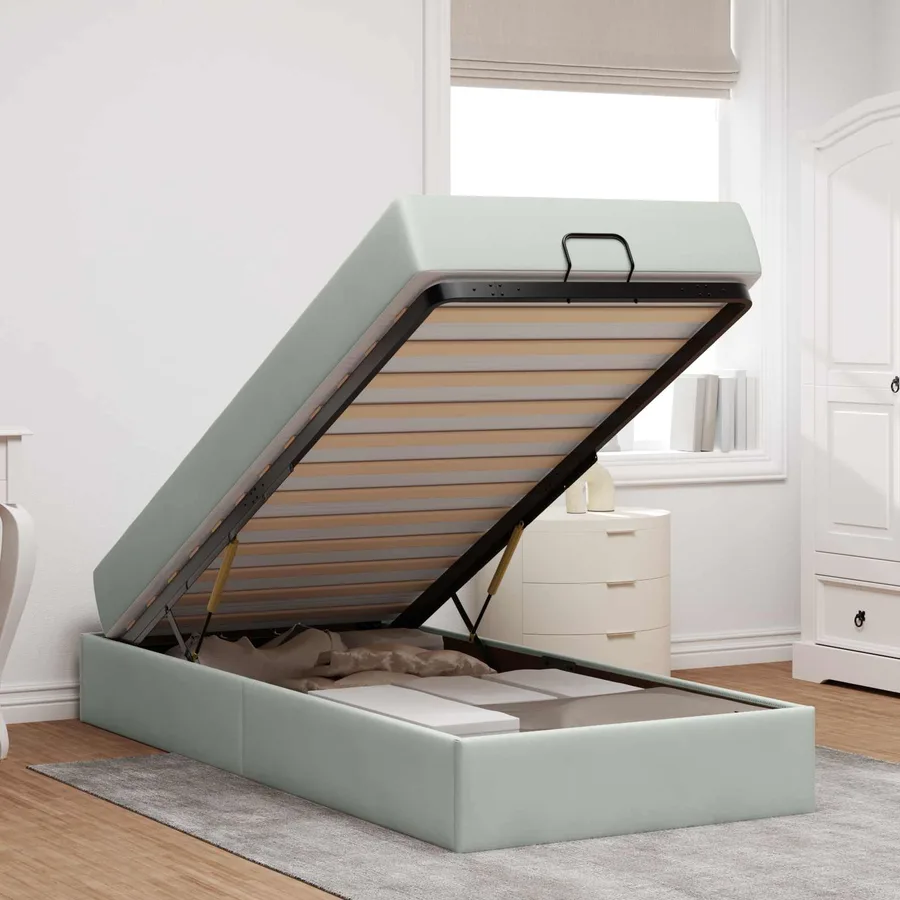 Cadre de lit avec matelas 2 pcs Gris clair Velours - 4