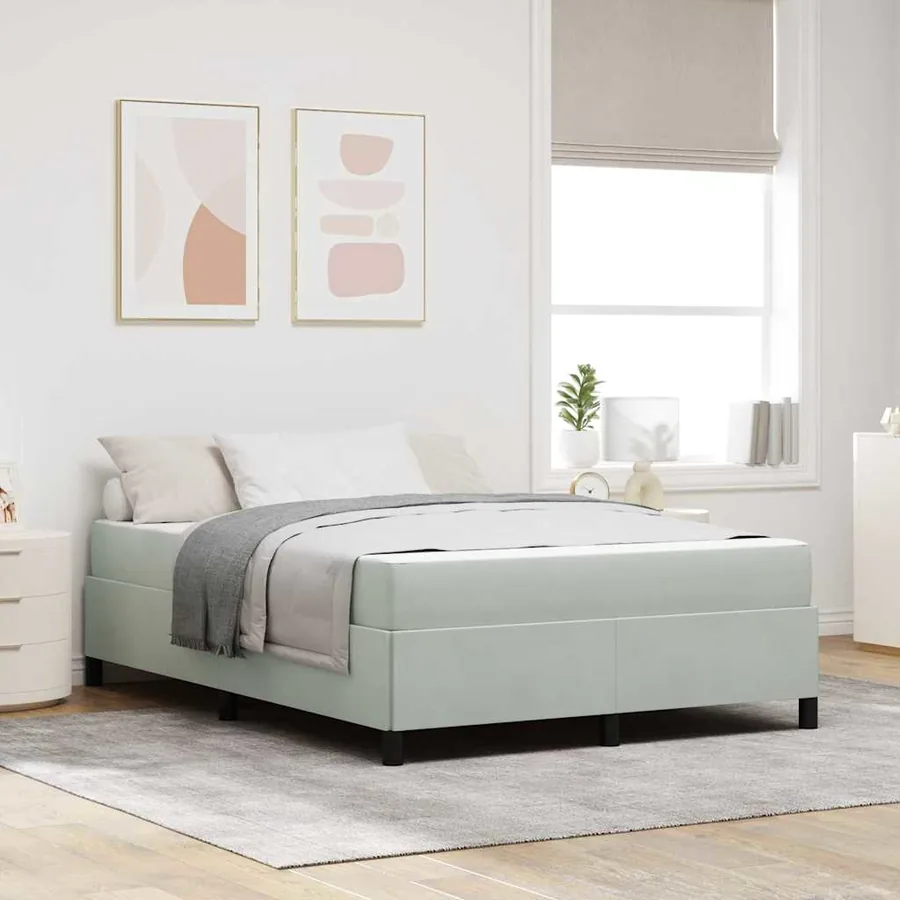 Cadre de lit avec matelas Gris clair 140 x 200 cm tissu