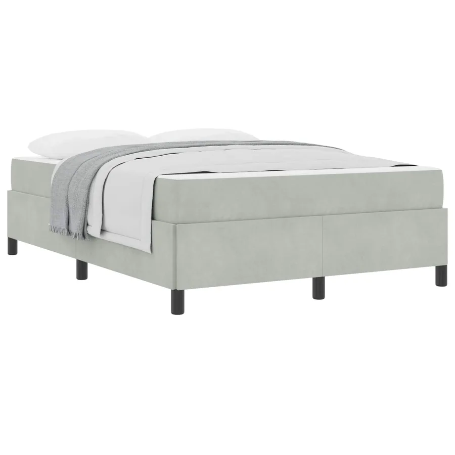 Cadre de lit avec matelas Gris clair 140 x 200 cm tissu - 2