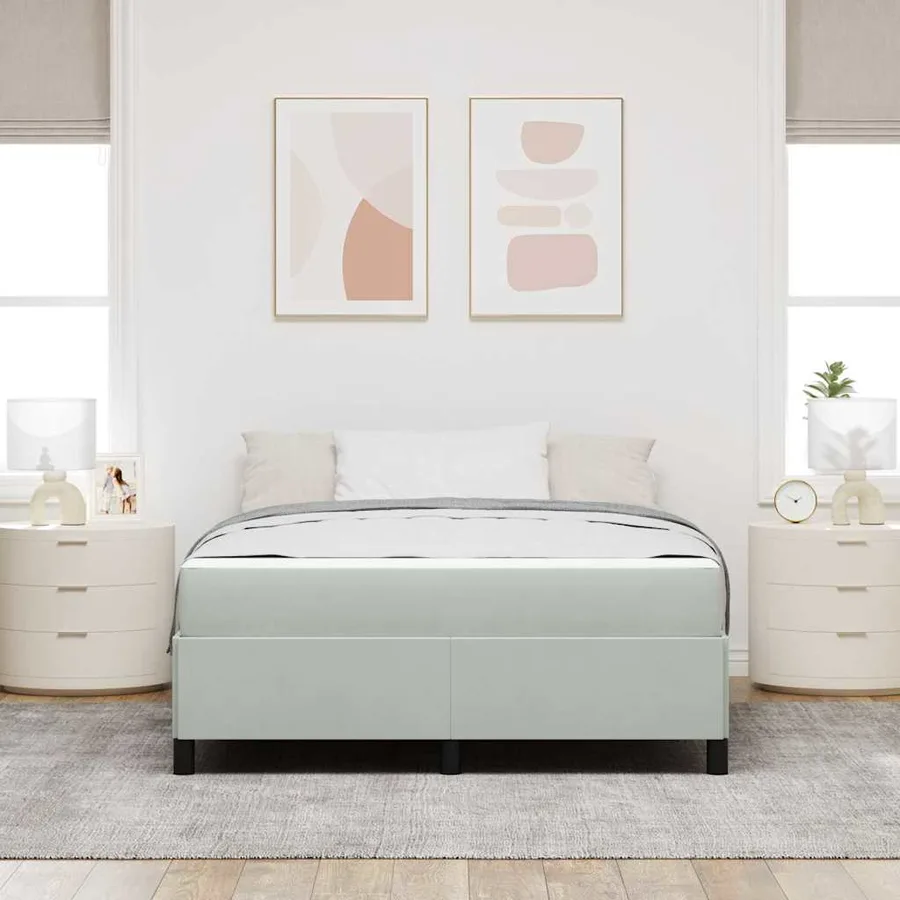 Cadre de lit avec matelas Gris clair 140 x 200 cm tissu - 3