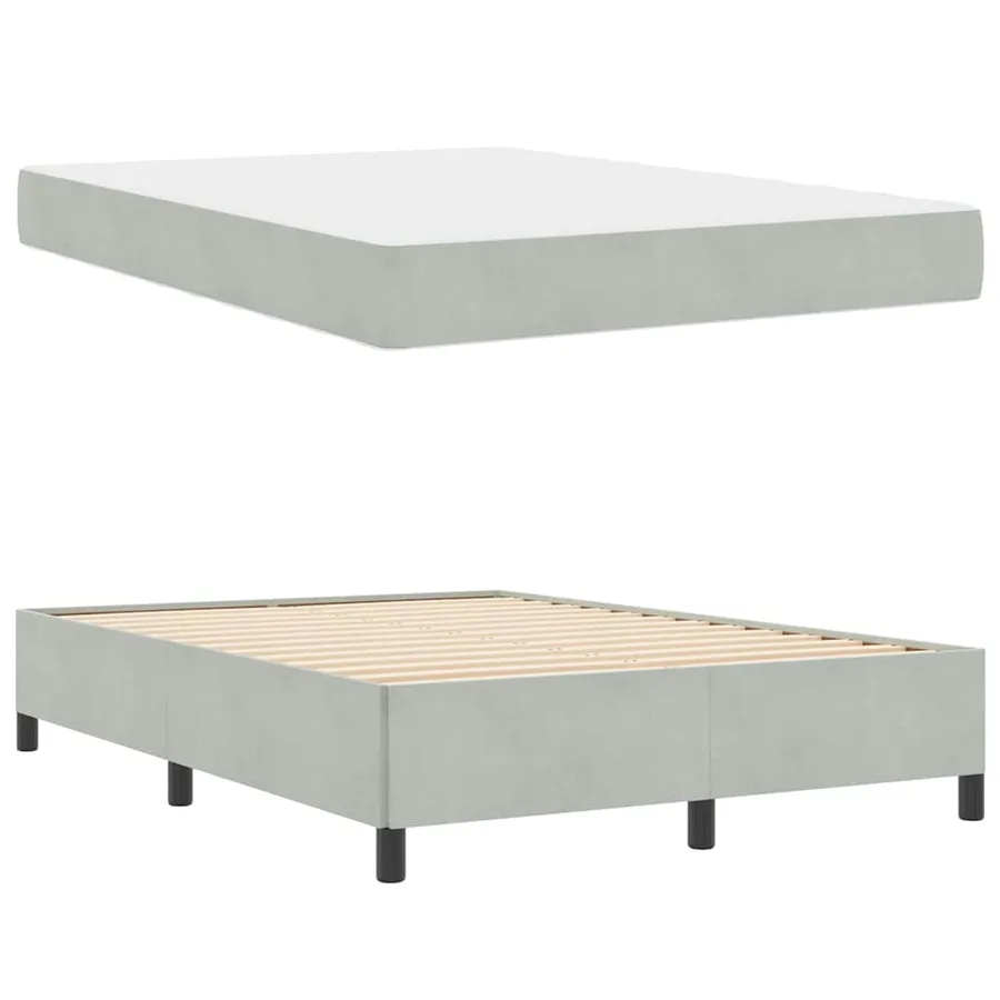Cadre de lit avec matelas Gris clair 140 x 200 cm tissu - 6