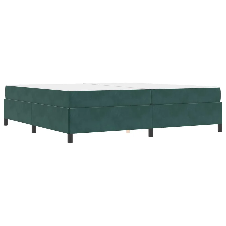 Cadre de lit avec matelas Vert foncé 200 x 200 cm tissu - 2