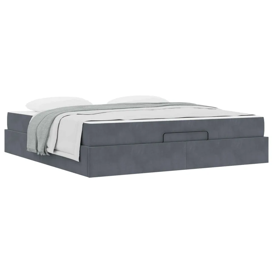 Cadre de lit avec matelas 2 pcs Gris Foncé Velours - 2