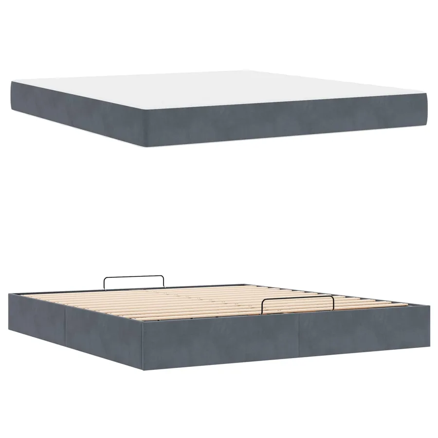 Cadre de lit avec matelas 2 pcs Gris Foncé Velours - 5