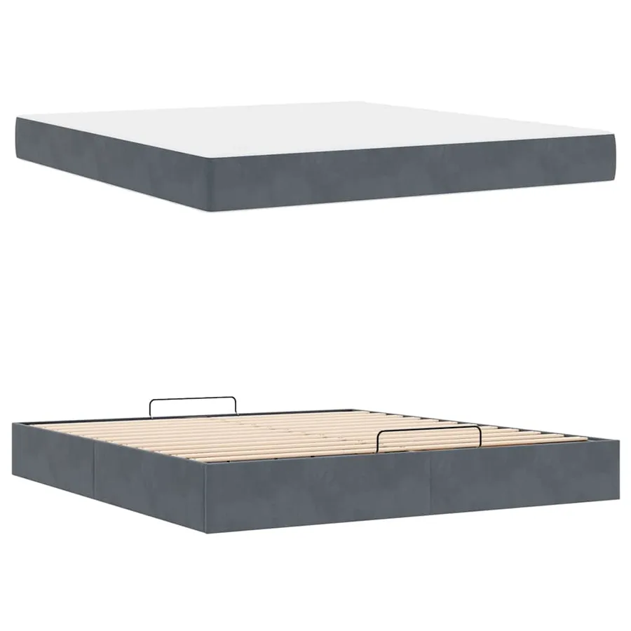 Cadre de lit avec matelas 2 pcs Gris Foncé Velours - 6