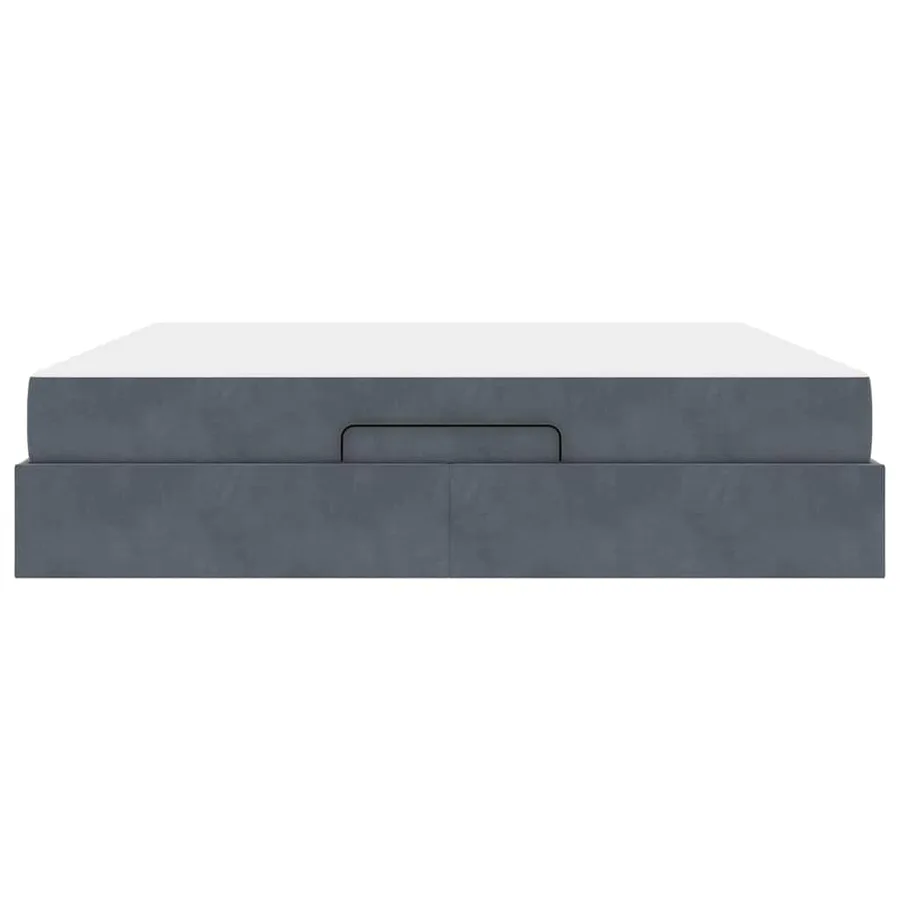 Cadre de lit avec matelas 2 pcs Gris Foncé Velours - 7