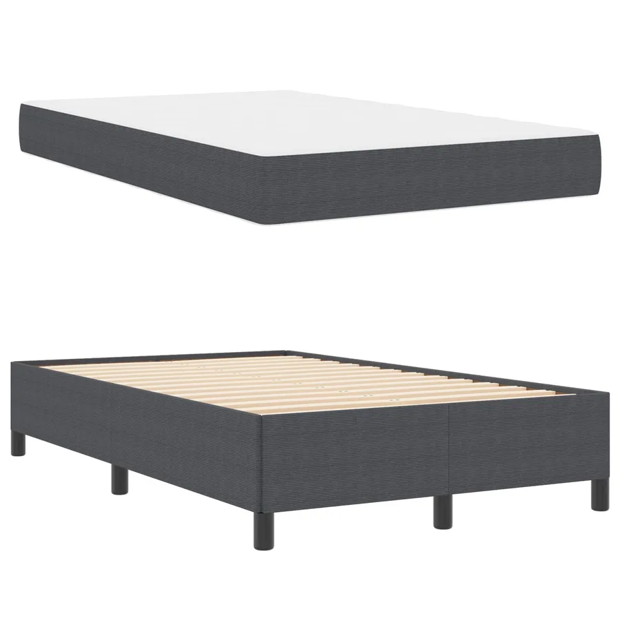 Cadre de lit avec matelas Gris foncé 120 x 200 cm tissu - 5