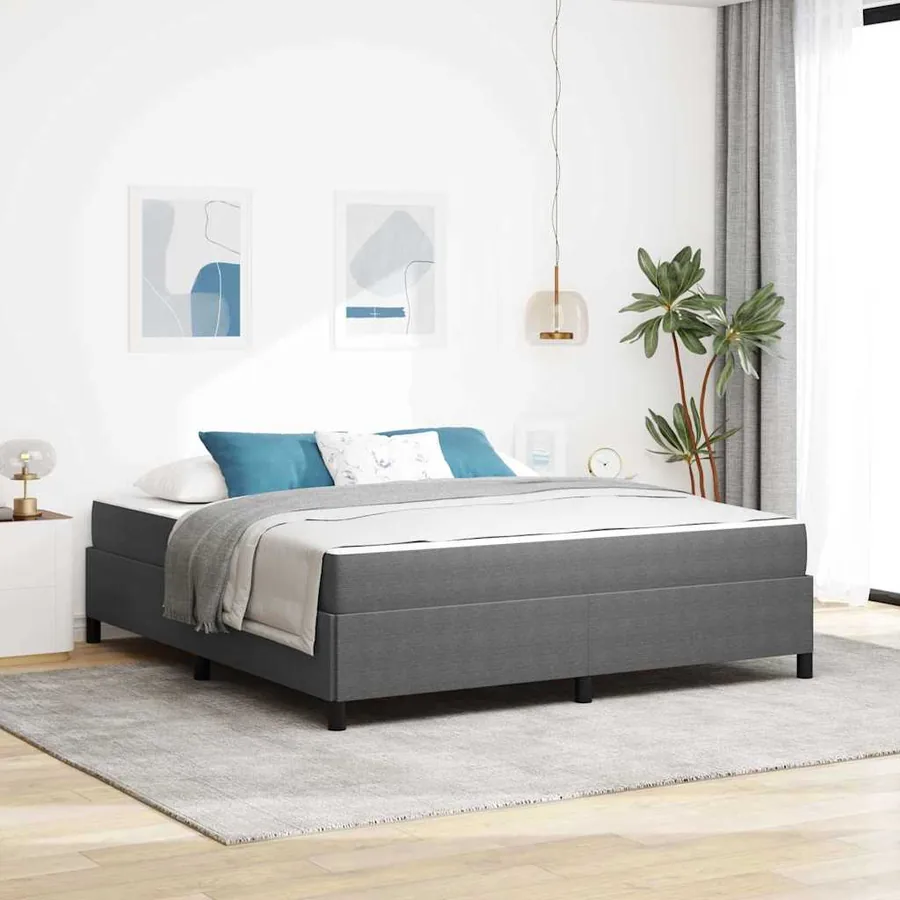 Cadre de lit avec matelas Gris clair 180 x 200 cm tissu