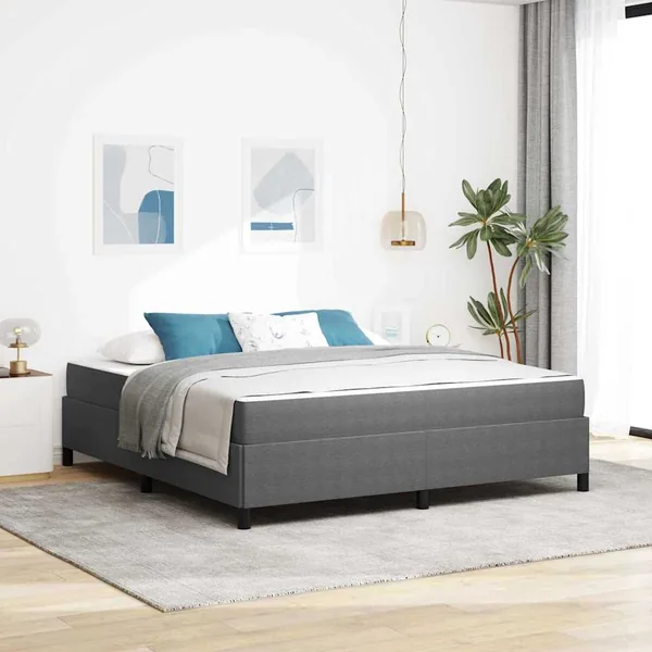 Cadre de lit avec matelas Gris clair 180 x 200 cm tissu