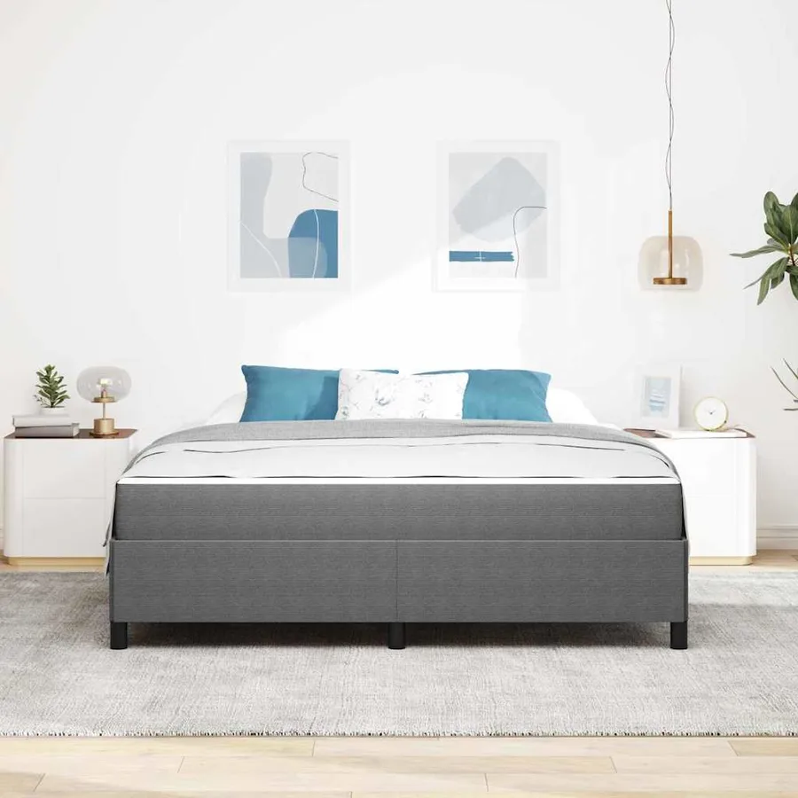 Cadre de lit avec matelas Gris clair 180 x 200 cm tissu - 3