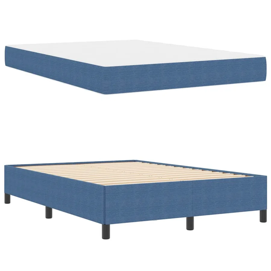 Cadre de lit avec matelas Bleu 140 x 200 cm tissu - 4