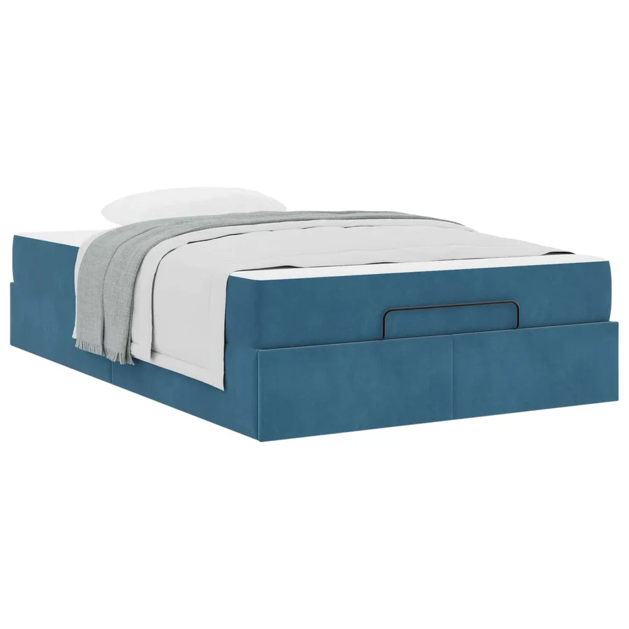Cadre de lit avec matelas 2 pcs Bleu Velours - 3