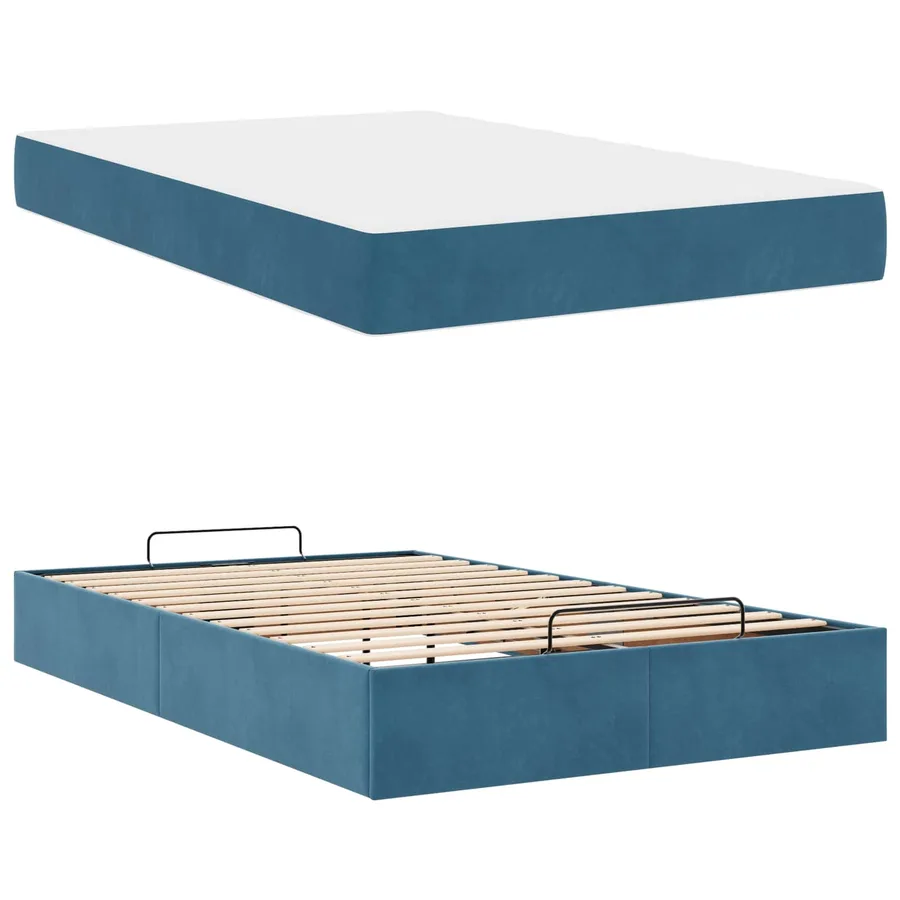 Cadre de lit avec matelas 2 pcs Bleu Velours - 5