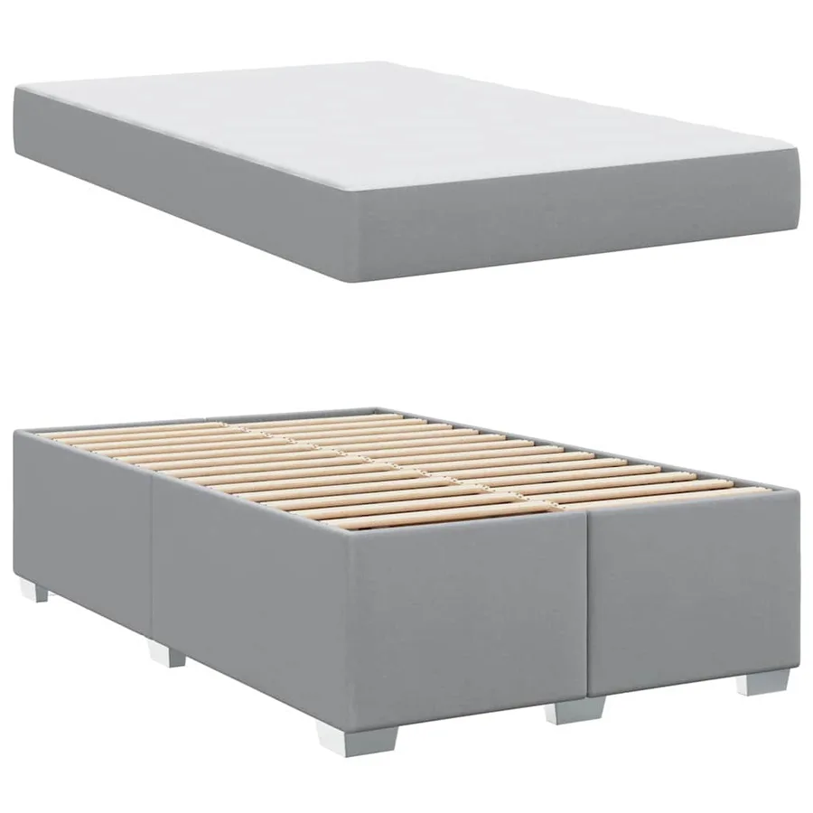 Cadre de lit avec matelas Gris clair 120 x 200 cm tissu - 4
