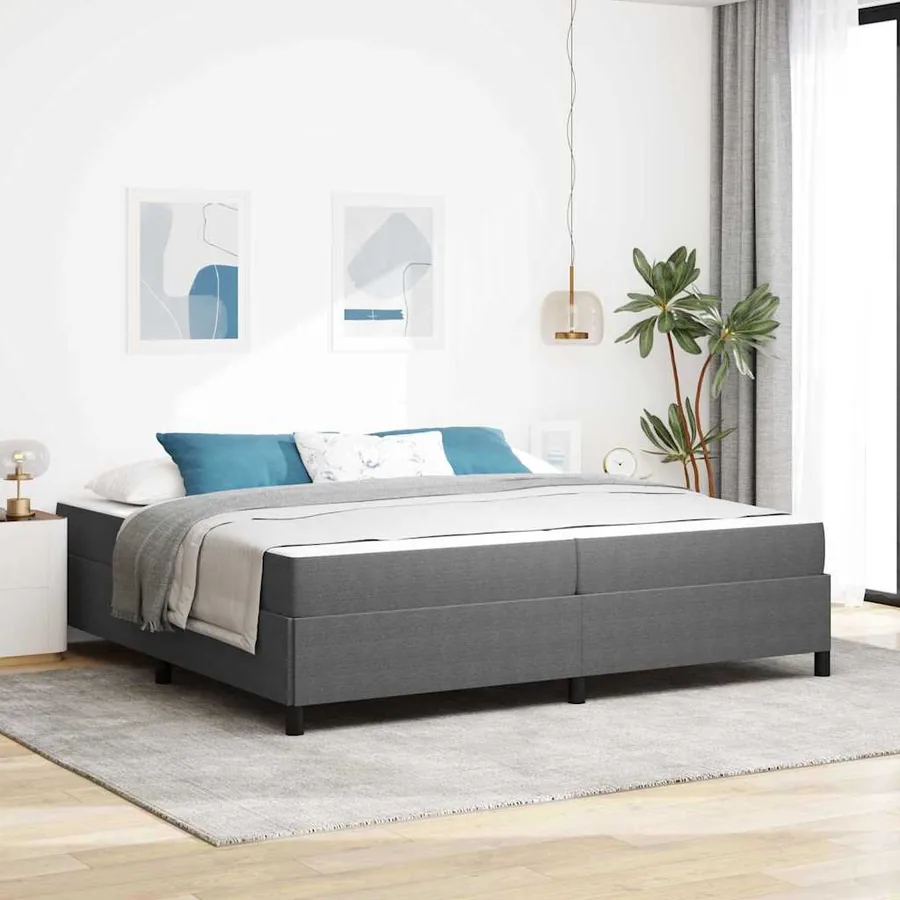 Cadre de lit avec matelas Gris clair 200 x 200 cm tissu