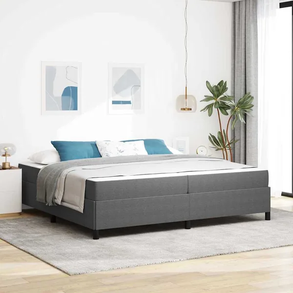 Cadre de lit avec matelas Gris clair 200 x 200 cm tissu