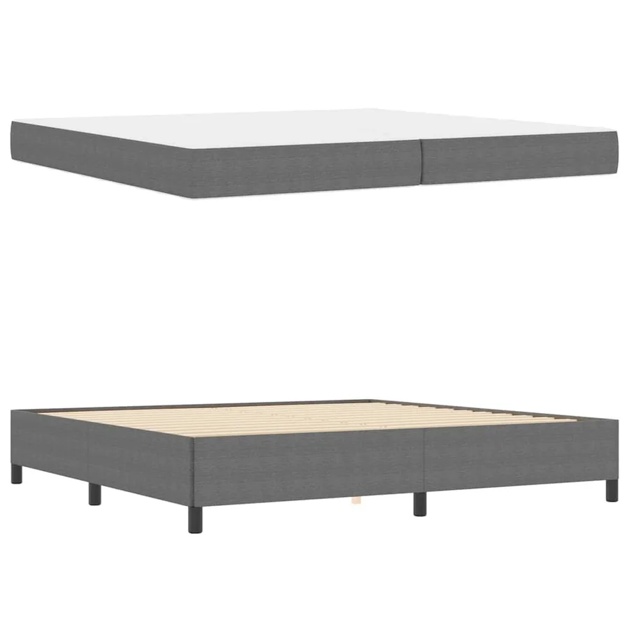 Cadre de lit avec matelas Gris clair 200 x 200 cm tissu - 4