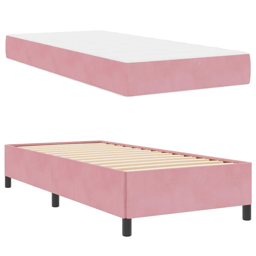 Cadre de lit avec matelas Rose 100 x 200 cm tissu - 5