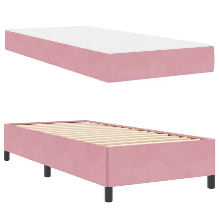 Cadre de lit avec matelas Rose 100 x 200 cm tissu - 6
