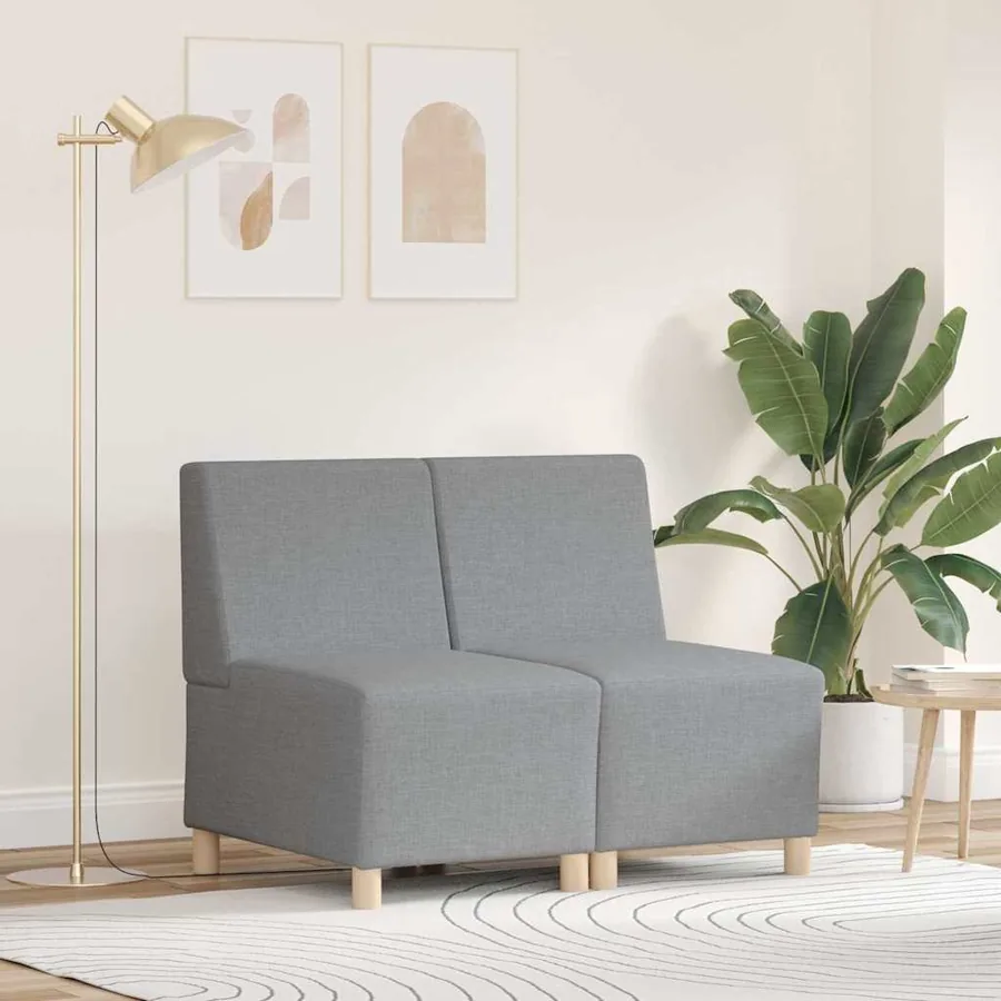 Unité de Sofa Modulaire Sans Accoudoirs 2 pcs Gris clair