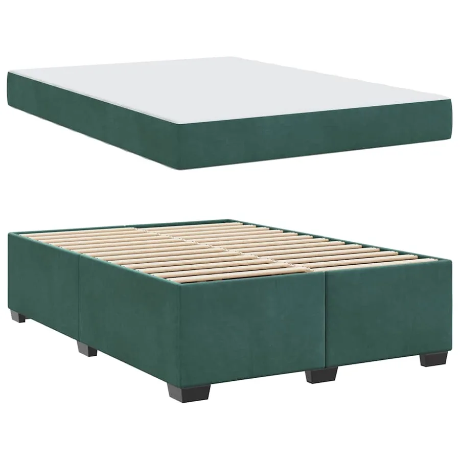Cadre de lit avec matelas Vert foncé 160 x 200 cm tissu - 4