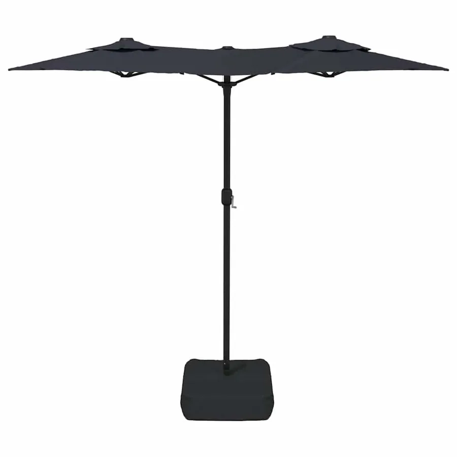 Parasol de jardin à double tête noir 316x145 cm - 4