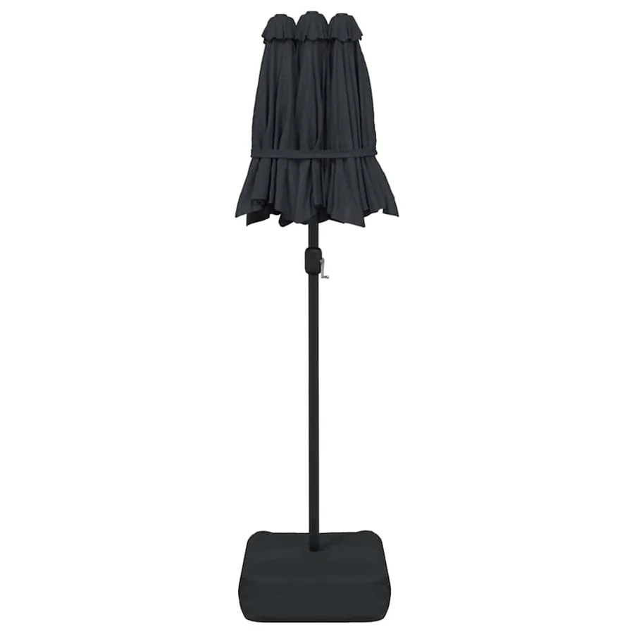 Parasol de jardin à double tête noir 316x145 cm - 5