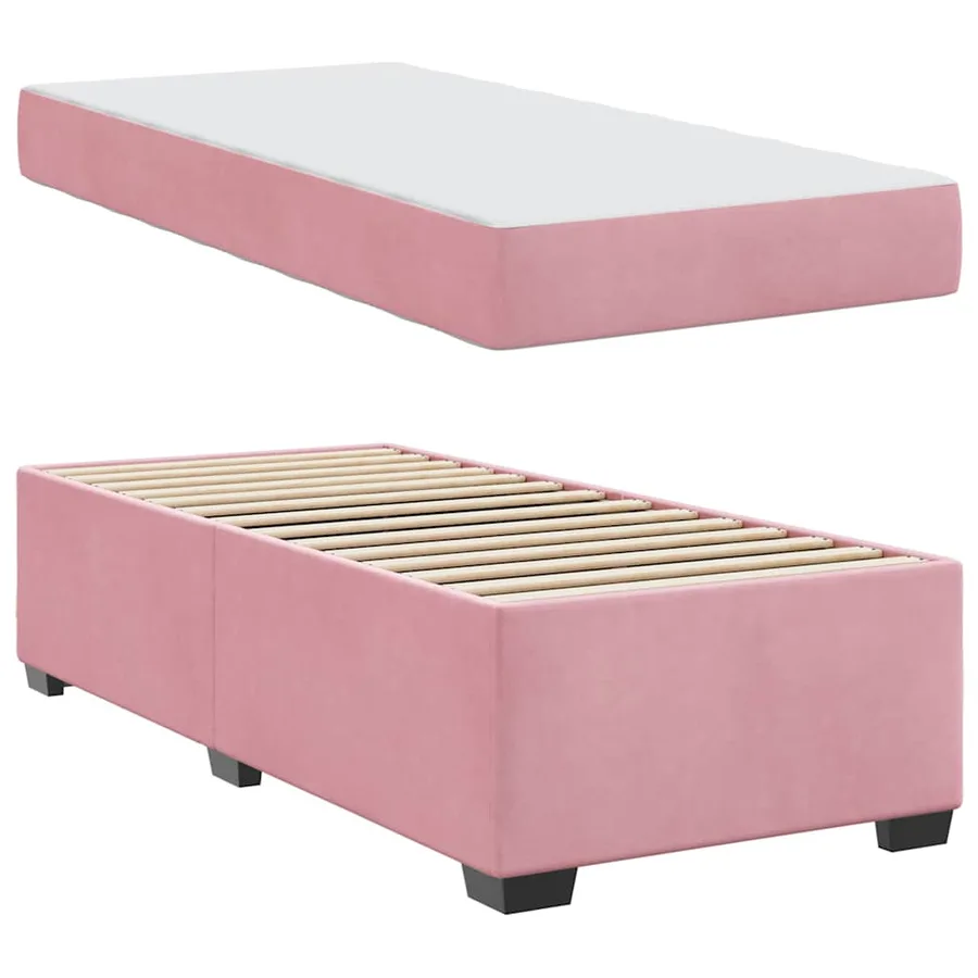 Cadre de lit avec matelas Rose 90 x 190 cm tissu - 4