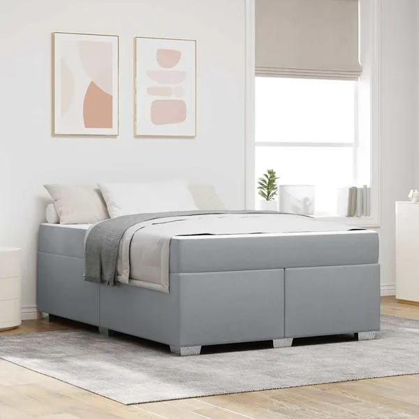 Cadre de lit avec matelas Gris clair 160 x 200 cm tissu