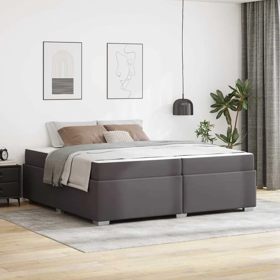 Cadre de lit avec matelas Gris 200 x 200 cm tissu