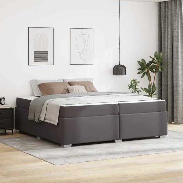Cadre de lit avec matelas Gris 200 x 200 cm tissu
