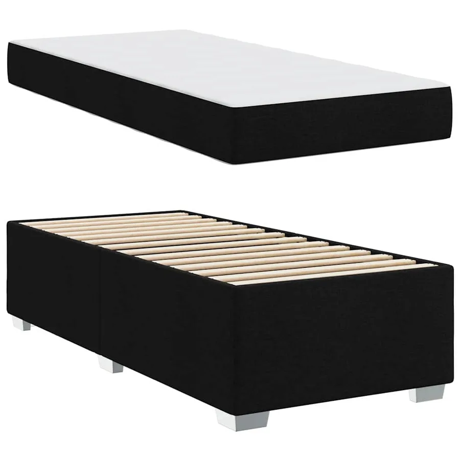 Cadre de lit avec matelas Noir 100 x 200 cm tissu - 4