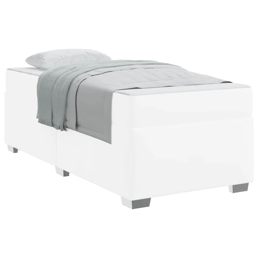 Cadre de lit avec matelas Blanc 100 x 200 cm tissu - 3