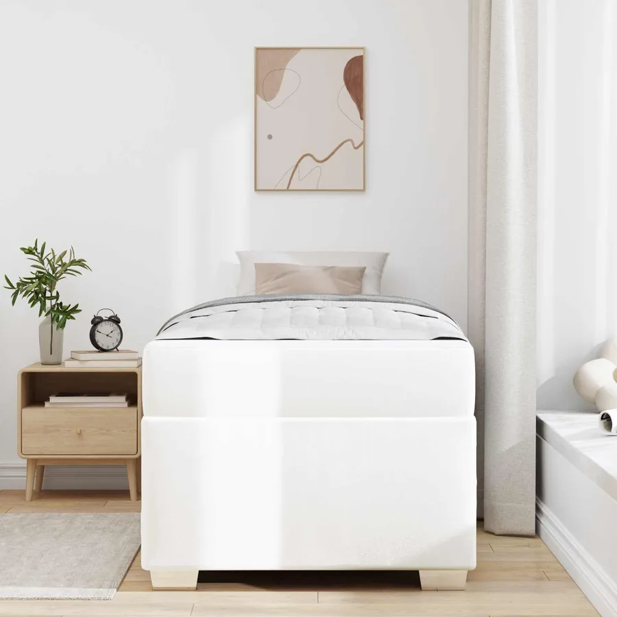 Cadre de lit avec matelas Blanc 100 x 200 cm tissu - 4