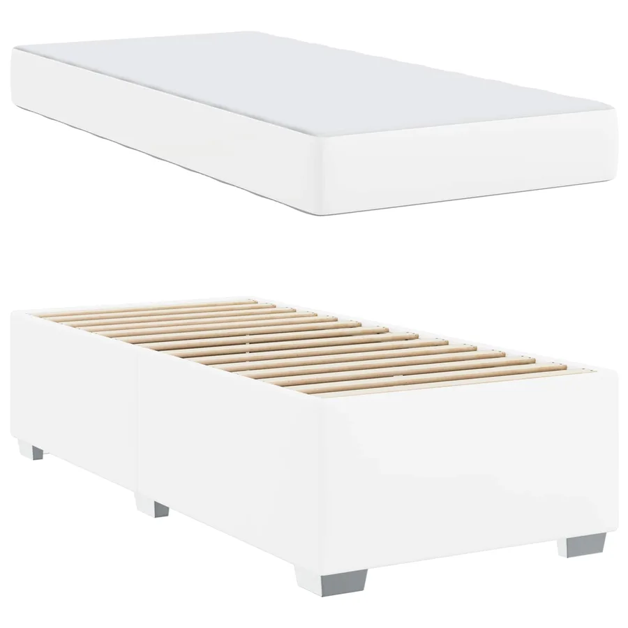 Cadre de lit avec matelas Blanc 100 x 200 cm tissu - 5