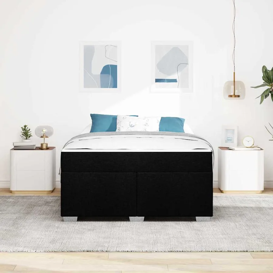 Cadre de lit avec matelas Noir 140 x 200 cm tissu - 3