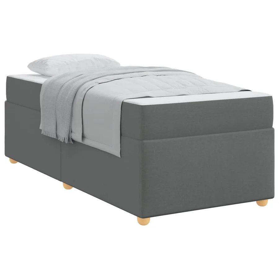 Cadre de lit avec matelas Gris foncé 90 x 190 cm tissu - 2