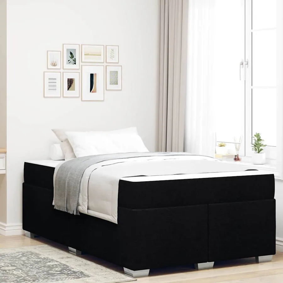 Cadre de lit avec matelas Noir 120 x 200 cm tissu