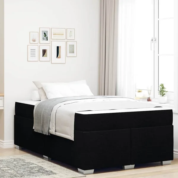 Cadre de lit avec matelas Noir 120 x 200 cm tissu