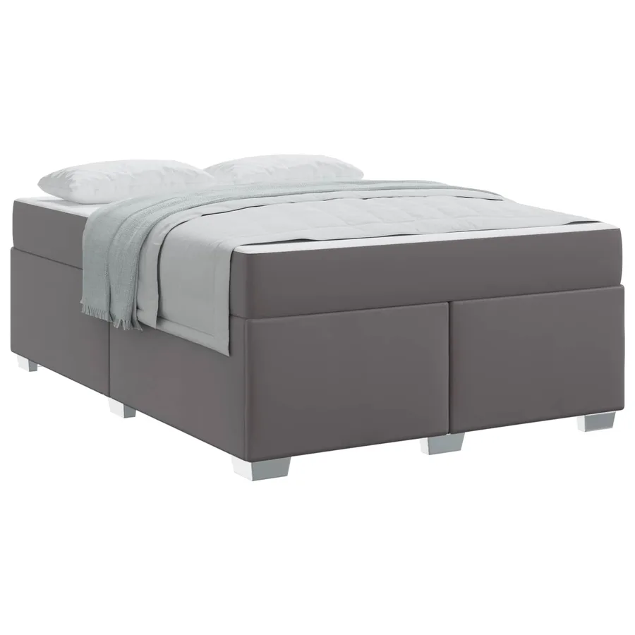 Cadre de lit avec matelas Gris 160 x 200 cm tissu - 2