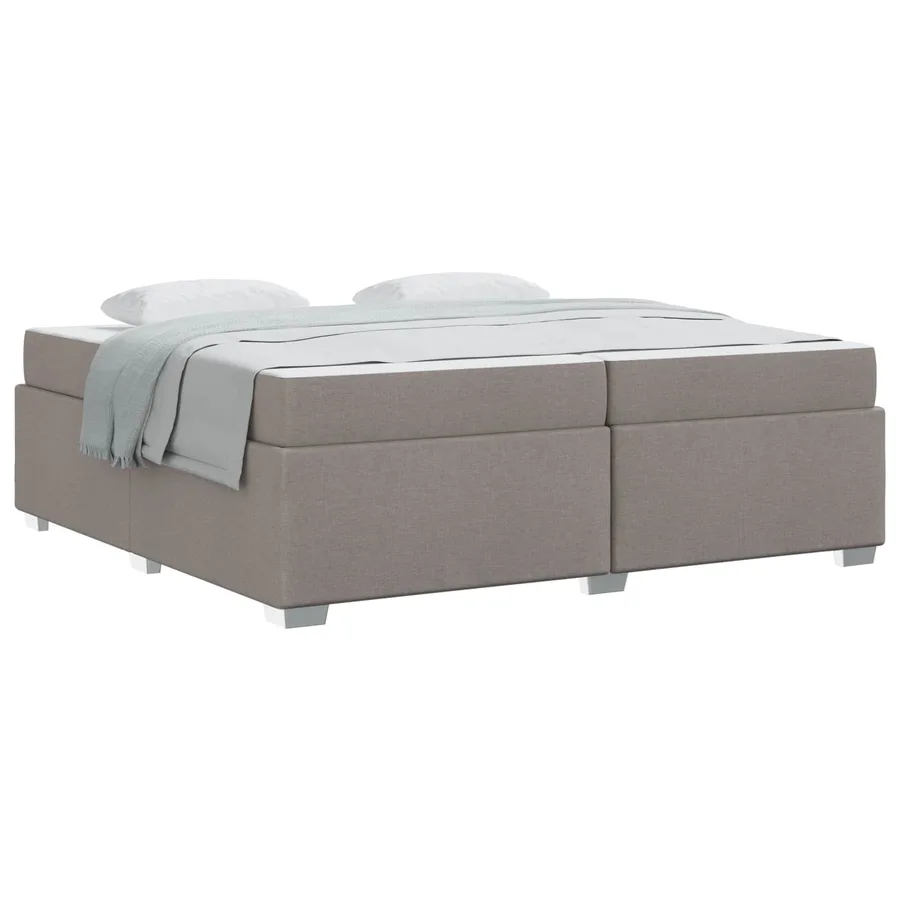 Cadre de lit avec matelas Taupe 200 x 200 cm tissu - 2