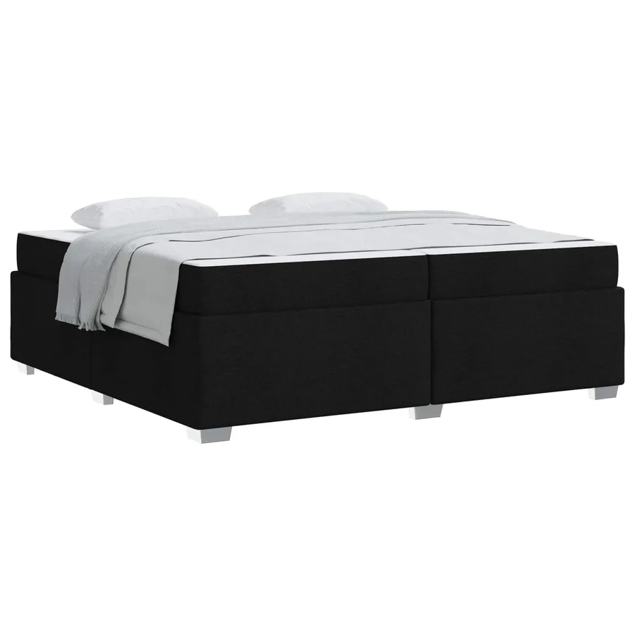 Cadre de lit avec matelas Noir 200 x 200 cm tissu - 2