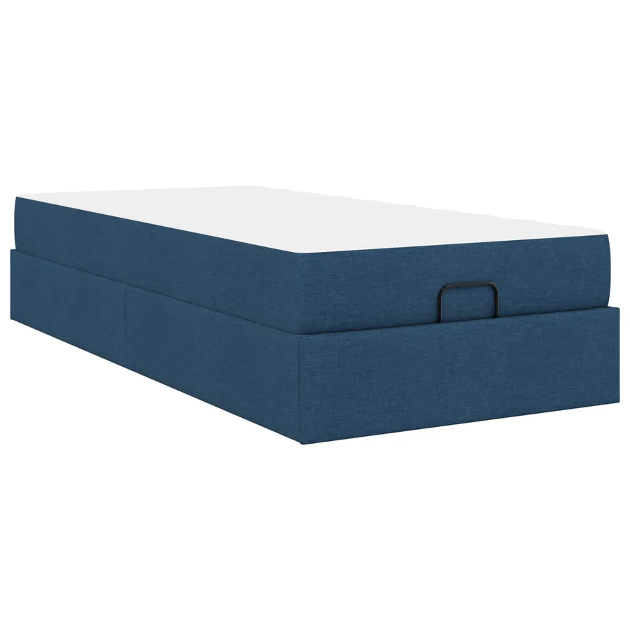 Cadre de lit avec matelas 2 pcs Bleu tissu - 9