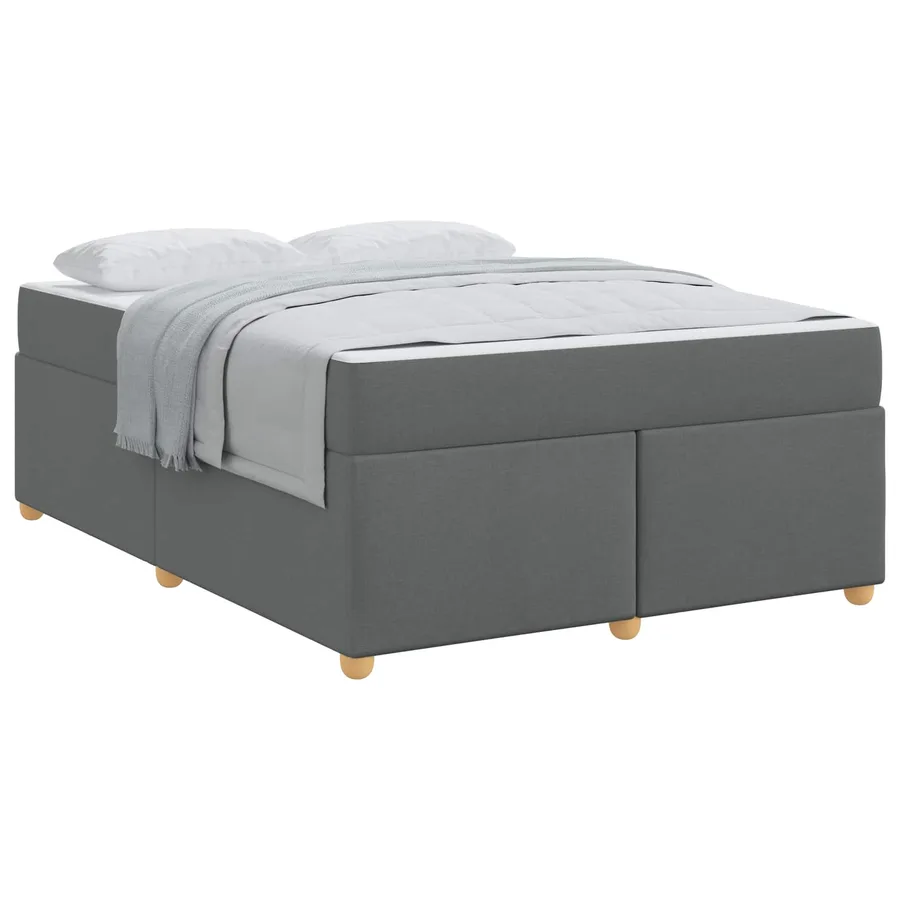 Cadre de lit avec matelas Gris foncé 140 x 200 cm tissu - 2