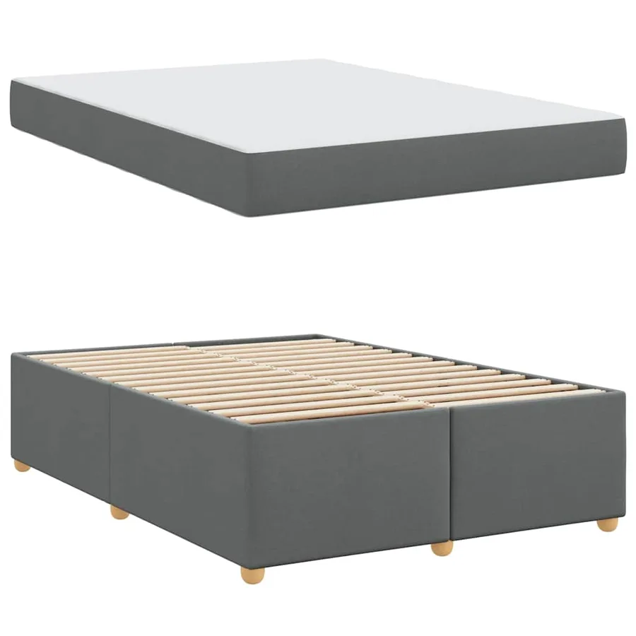 Cadre de lit avec matelas Gris foncé 140 x 200 cm tissu - 4