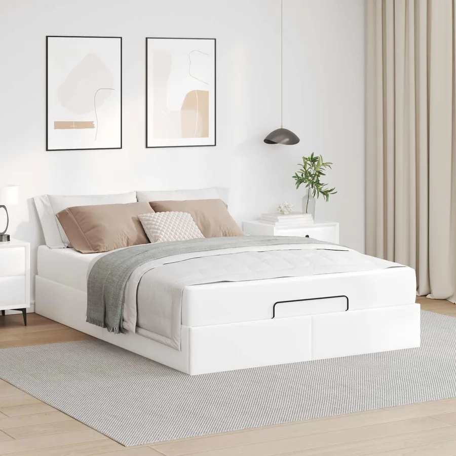 Cadre de lit avec matelas Autre 2 pcs Blanc PVC