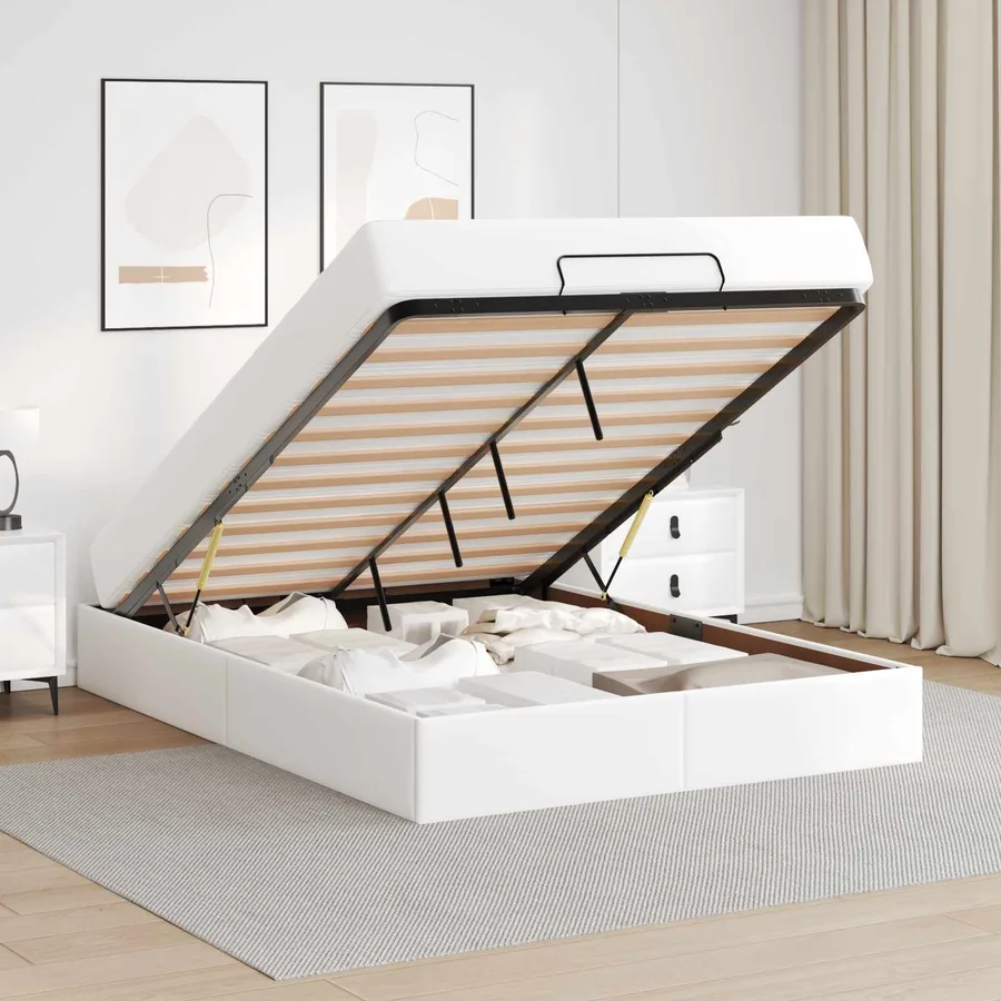 Cadre de lit avec matelas Autre 2 pcs Blanc PVC - 4