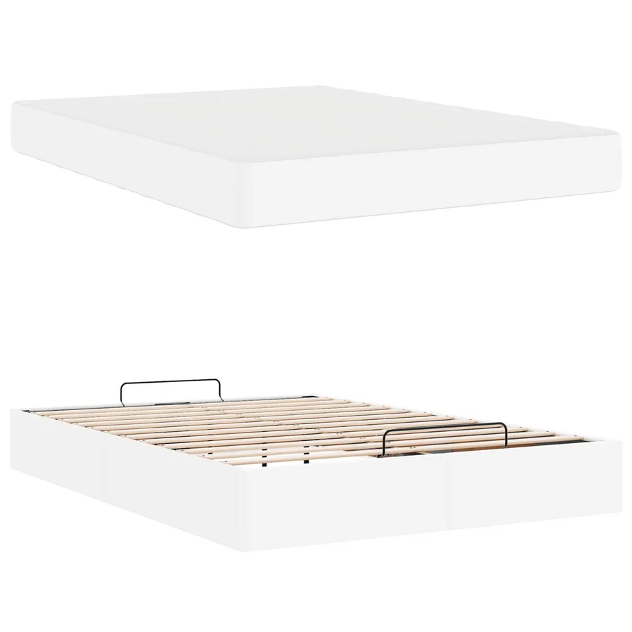 Cadre de lit avec matelas Autre 2 pcs Blanc PVC - 6